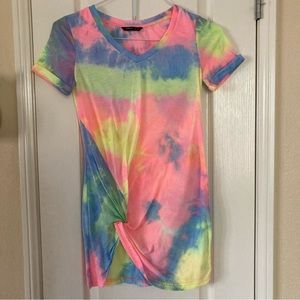 SHEIN Tie Tye T-Shirt Dress Size XS Blue Pink Yellow